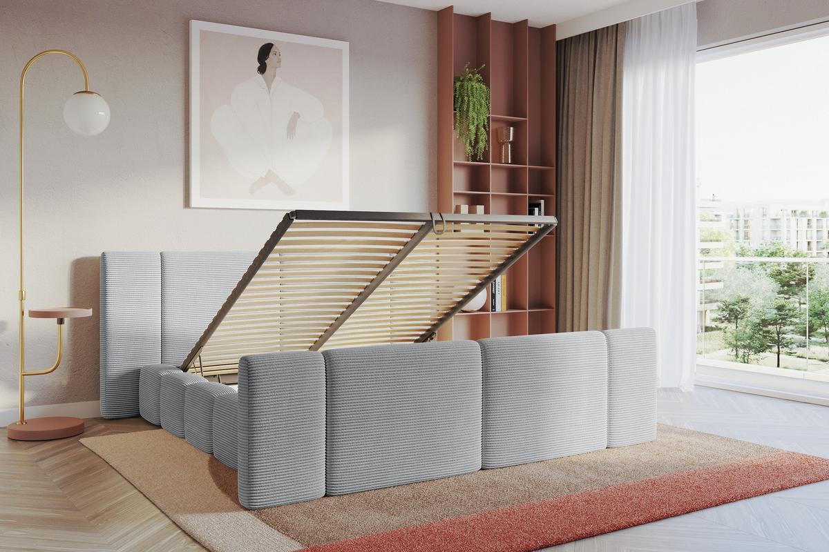 POLSTERBETT mit Bettkasten, Fußteil und Lattenrost, Bett mit Matratze H3/H4 - NILO-Z 120x200 Grau - Anthrazit, Holzwerkstoff/Textil (120/200cm) - ALTDECOR