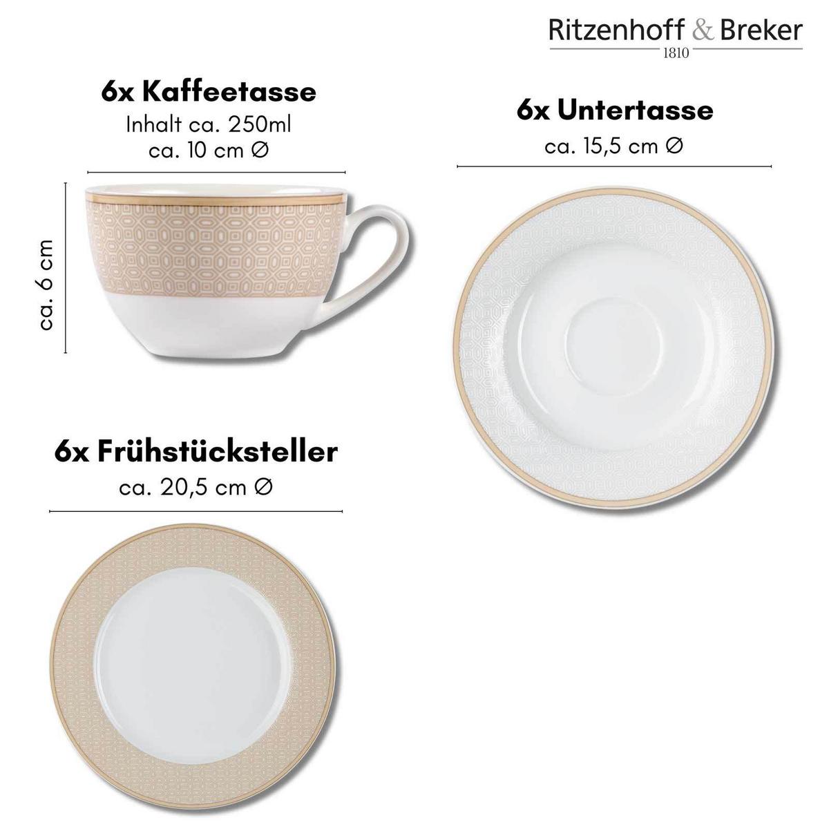 KOMBISERVICE Geo beige 30-tlg. - Beige, Keramik (2/2/2cm) - Ritzenhoff Breker