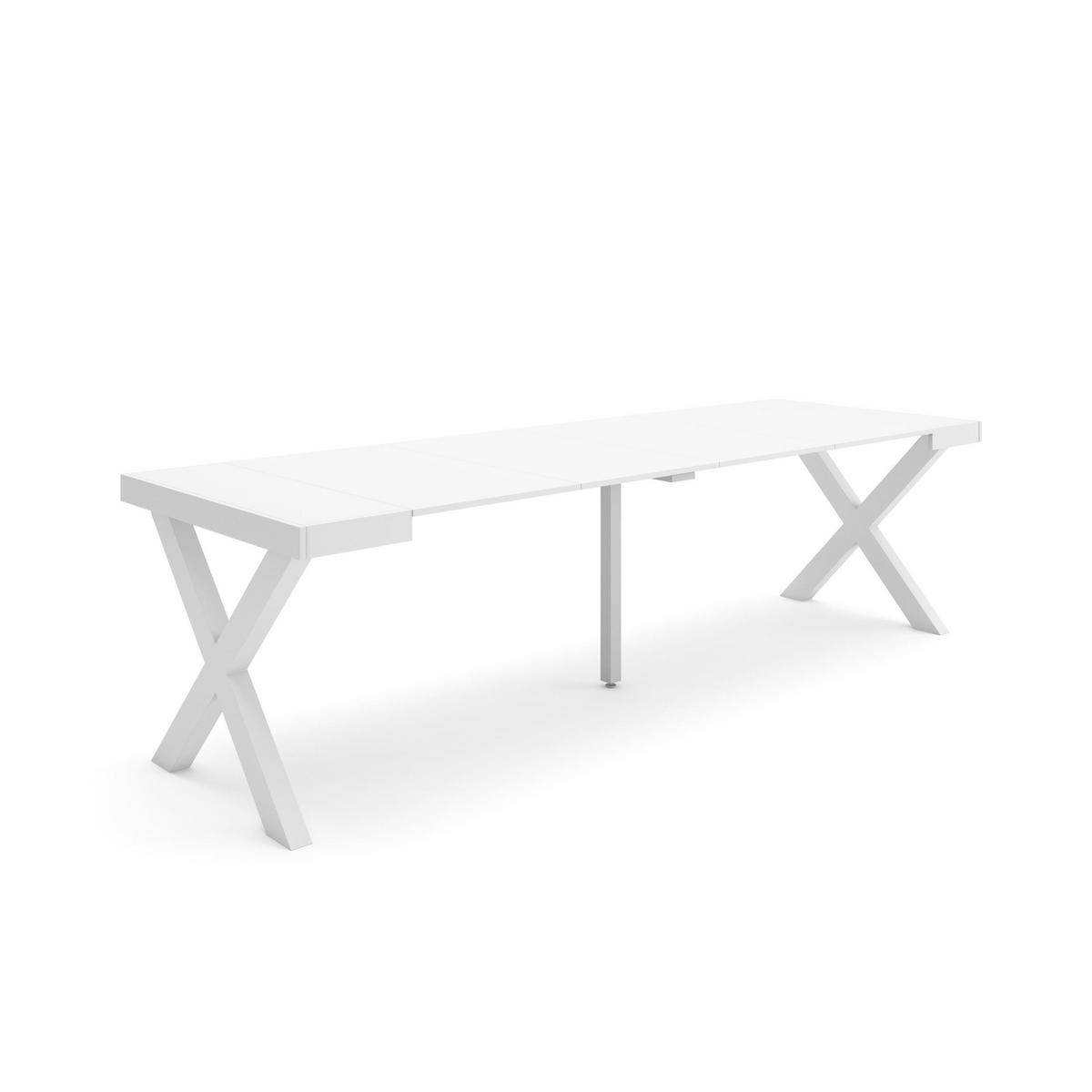 KONSOLENTISCH ausziehbar 58 bis 262cm, für 12 Gäste, weiß, 90/58/73cm - Weiß, Holzwerkstoff (90/262/73cm) - Skraut Home