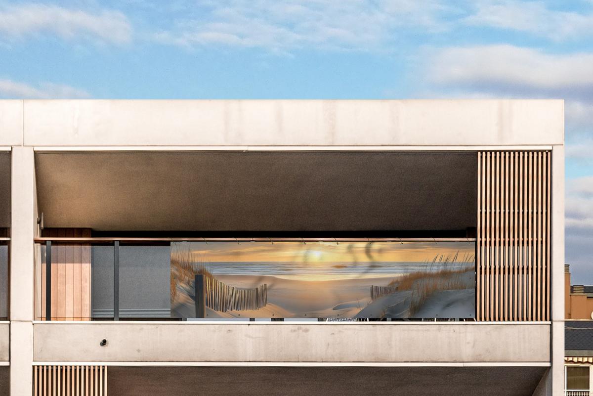 BALKON-SICHTSCHUTZ Strand - Dünen - Sonnenuntergang Witterungsbeständig 300x75 cm - Sandfarben, Kunststoff (300/75cm) - MuchoWow