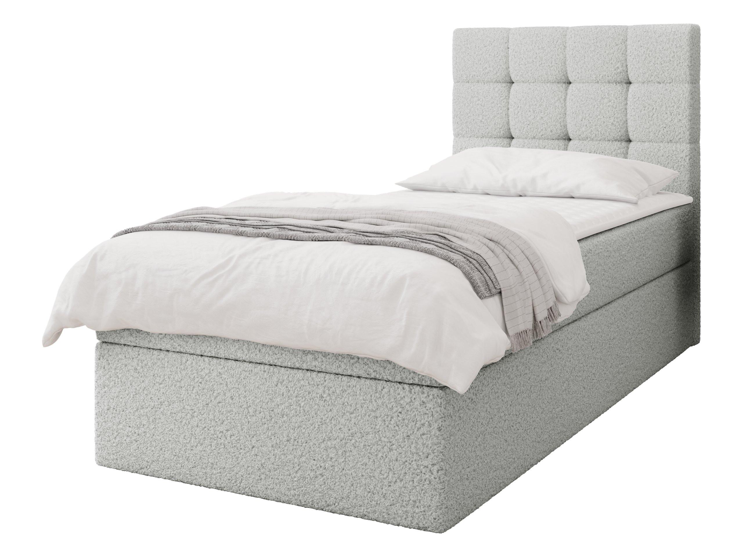 BOXBETT Luanda Boucle Single - H3 - Hellgrau/Schwarz, Holz/Kunststoff (90/200cm) - MIRJAN24