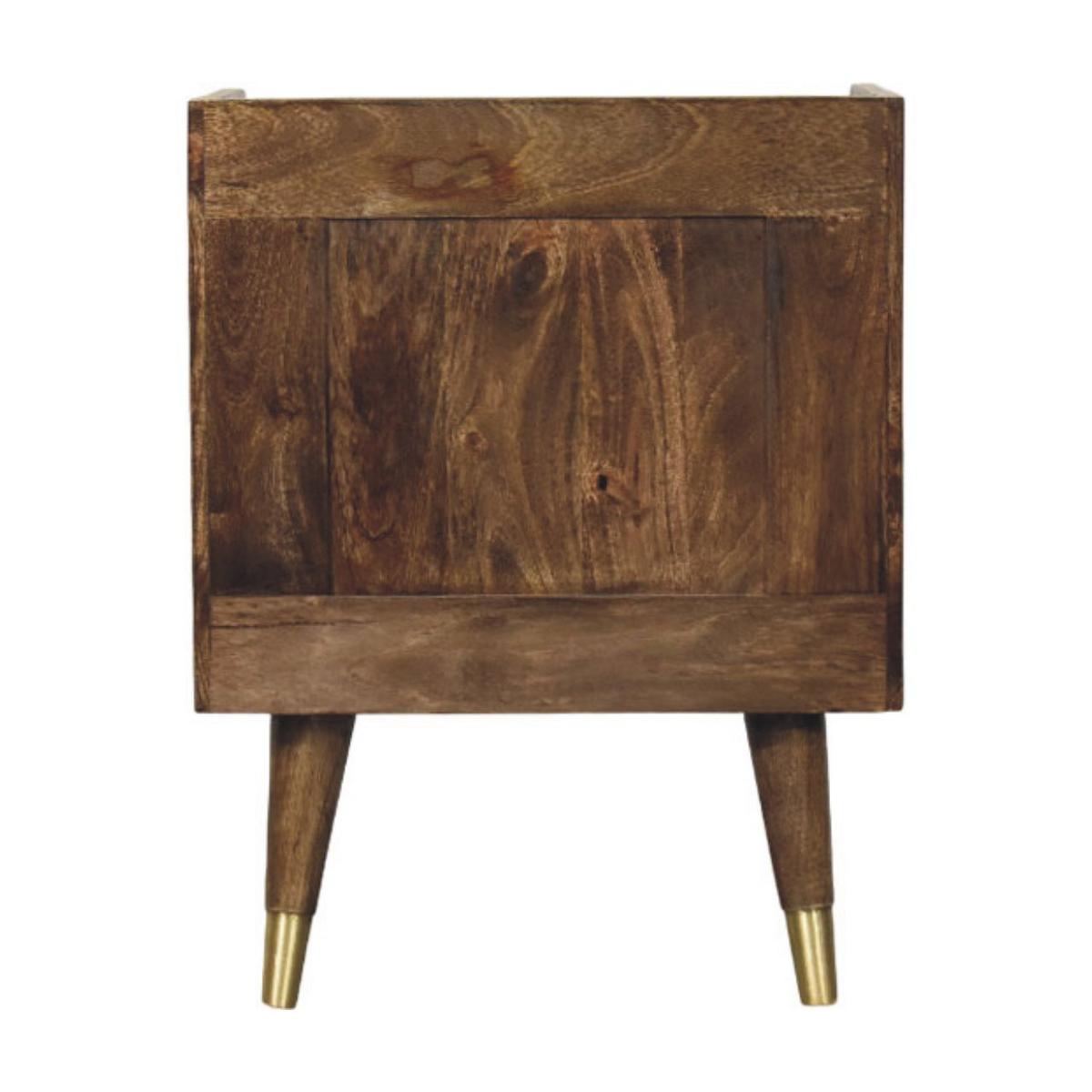 NACHTTISCH Sunburst-Messing-Intarsien - Dunkelbraun/Messingfarben, Holz/Metall (45/58/35cm) - Artisan Furniture