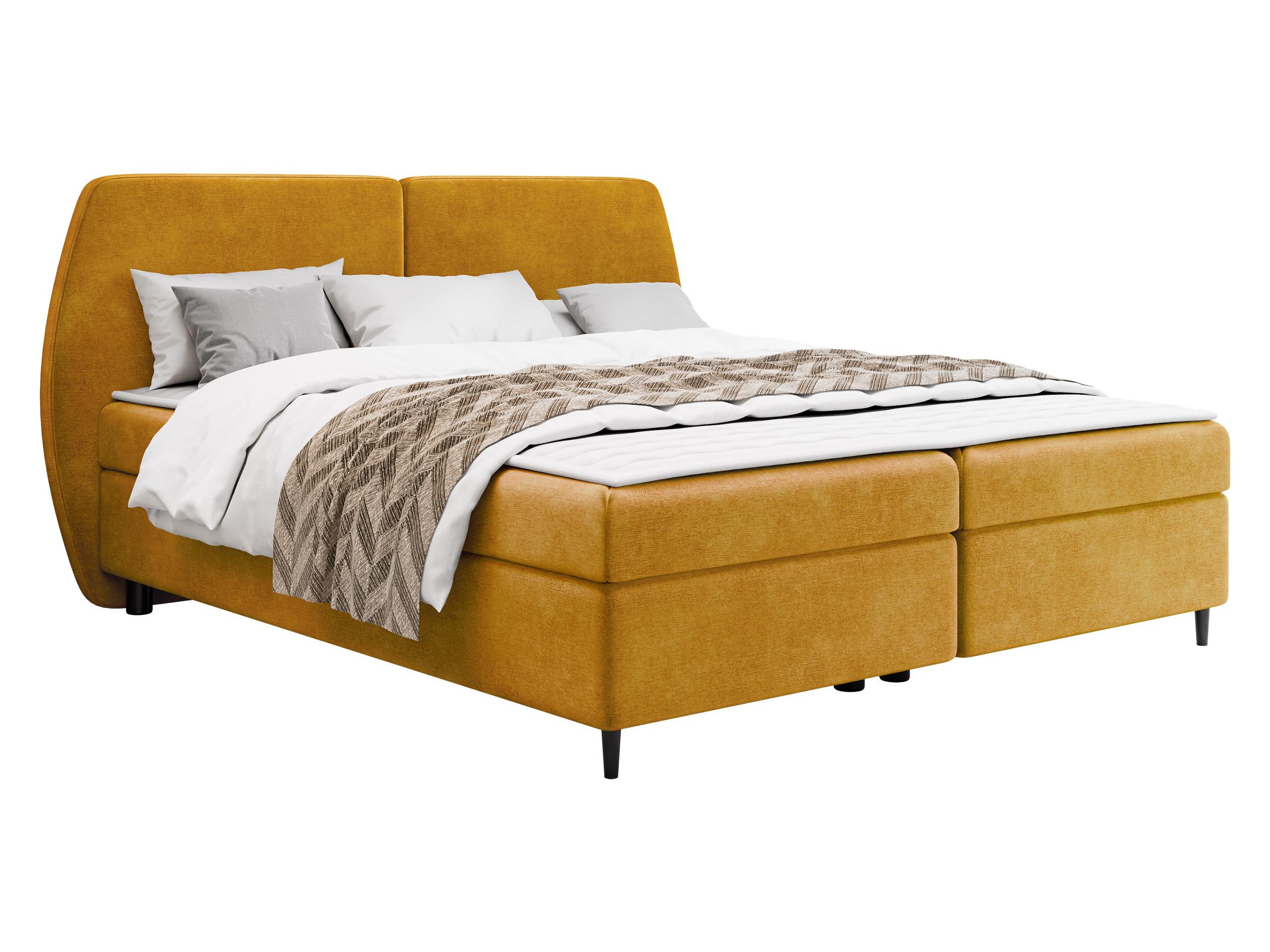 BOXBETT Madryt - H3 - Currygelb/Schwarz, Holz/Holzwerkstoff (160/200cm) - MIRJAN24