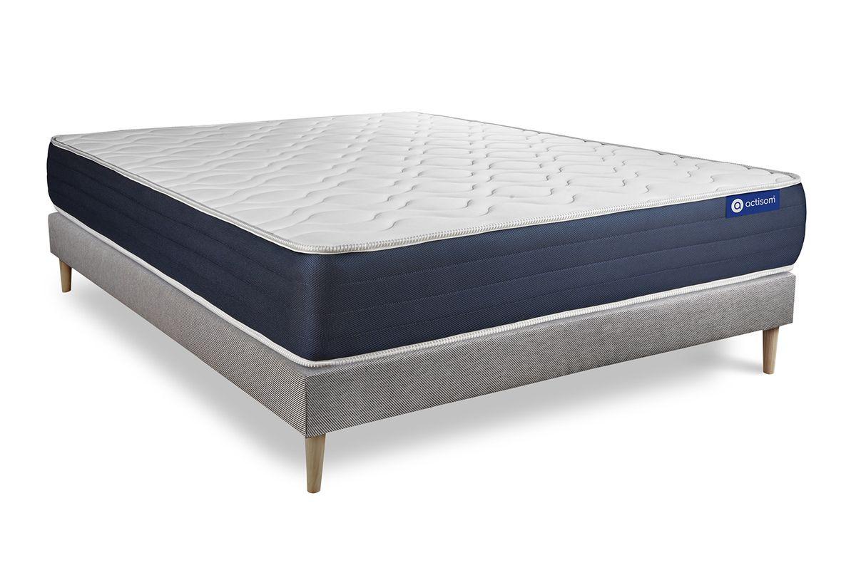 BETT Actiflex sleep Taschenfederkern und Memory-Schaum 140 x 200 cm h2 - Kit Bettgestell Grau - Beige/Grau, Karton/Holz (140/200cm) - ACTISOM