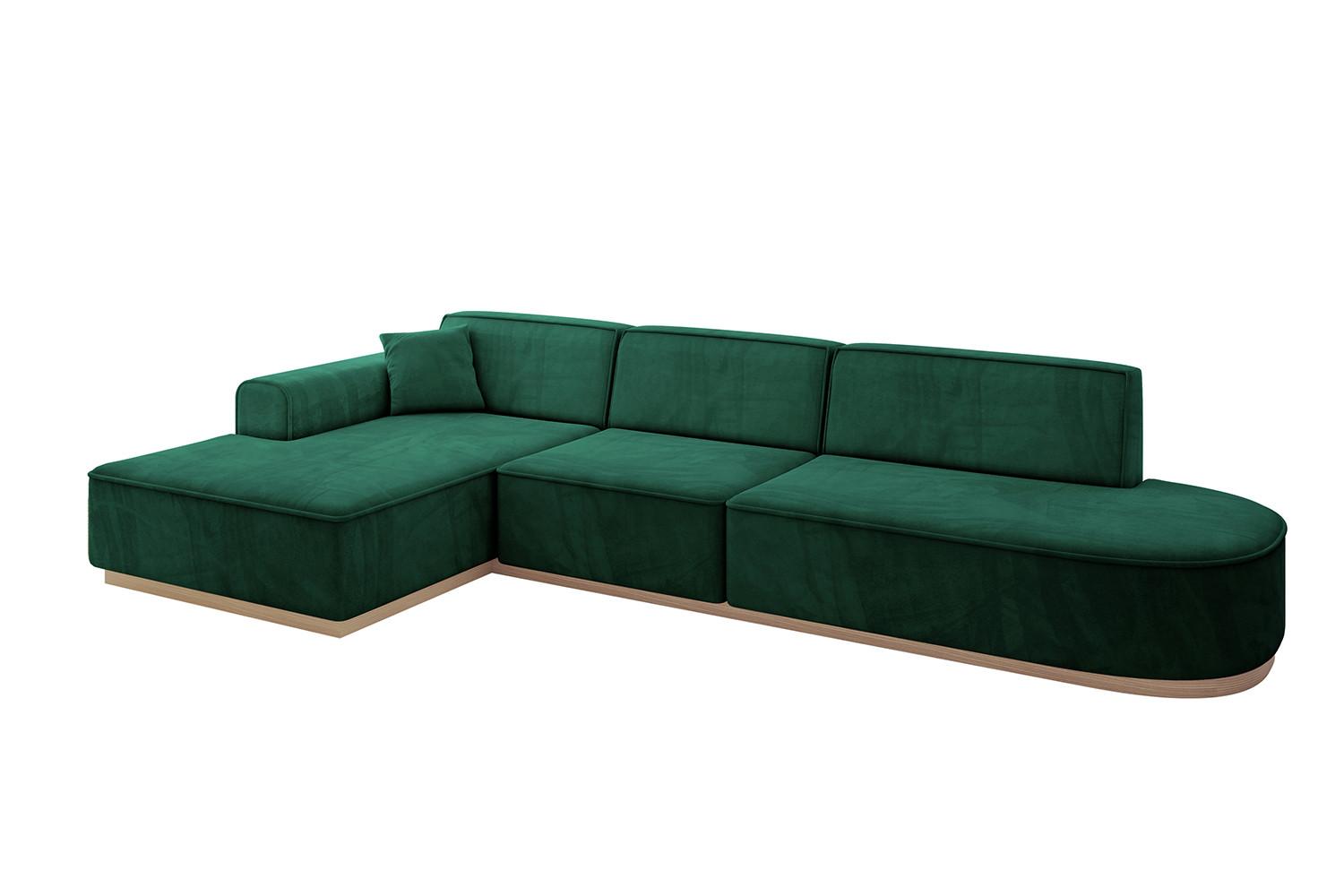 ECKSOFA Ottomane Links IREA-L2 - 327x165x80 cm Grün - Dunkelgrün, Holzwerkstoff/Textil (327/165cm) - ALTDECOR