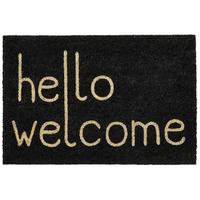 FUSSMATTE Schwarz 40/60 cm Schriftzug Kokosfasern Fansipan - Schwarz, Textil (40/60cm) - Beliani
