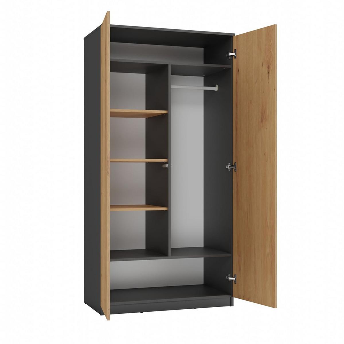 KLEIDERSCHRANK Anthrazit, Artisan 90/180/50 - Anthrazit, Holzwerkstoff (90/180/50cm) - RAUMHIRSCH FURNITURE