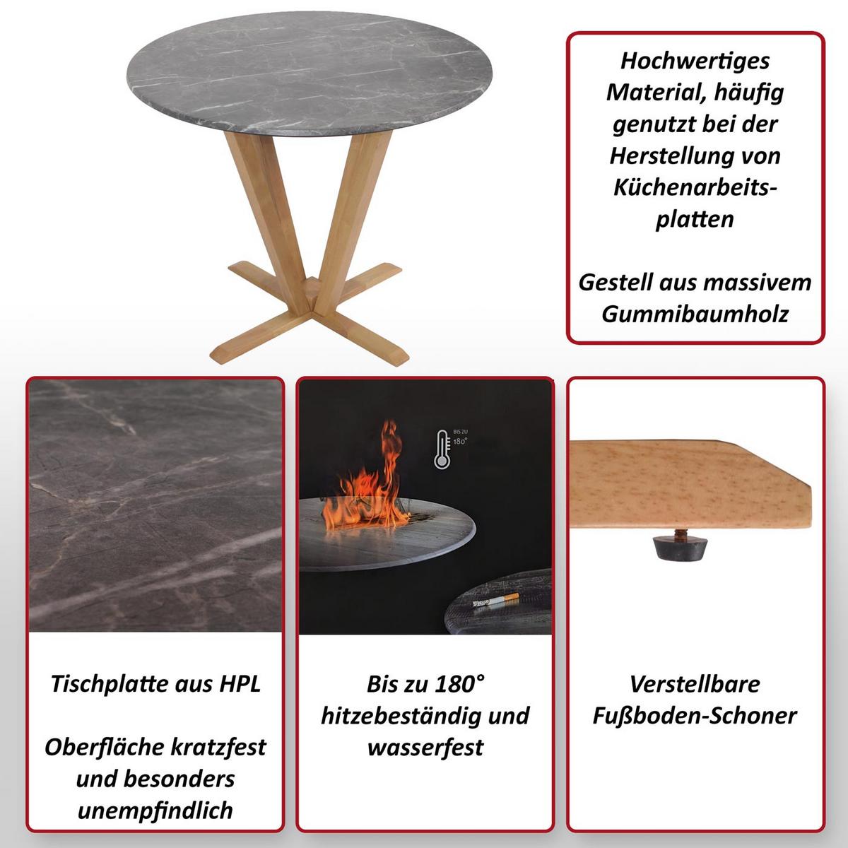 BISTROTISCH -B rund Grau - Grau, Holz (92/92/76cm) - MCW