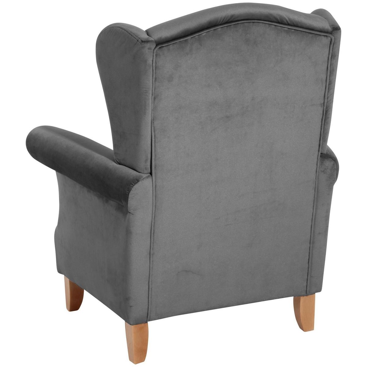 OHRENSESSEL Katria Bezug Samtvelours Buche natur / anthrazit - Anthrazit, Kunststoff (88/108/84cm) - 58aufmkessel