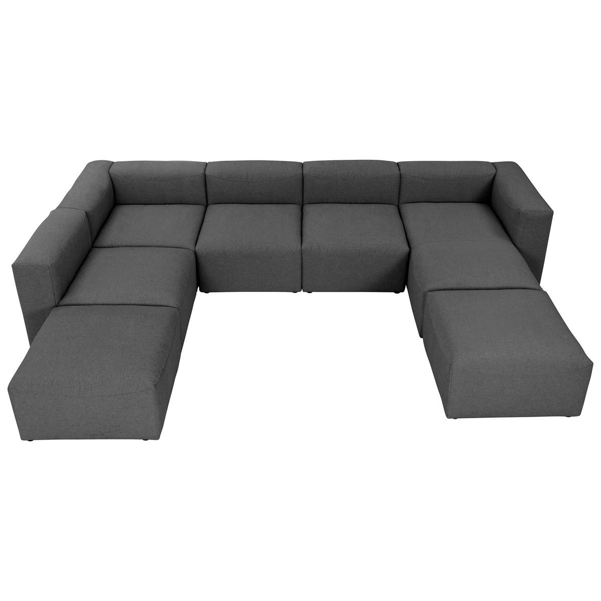 WOHNLANDSCHAFT 1 Kattrina Flachgewebe anthrazit - Anthrazit, Kunststoff (350/73/250cm) - 58aufmkessel