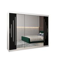 SCHWEBETÜRENSCHRANK 200/250/62 3-türig - Silberfarben/Schwarz, Holz/Kunststoff (250/200/62cm) - Abiks Möbel