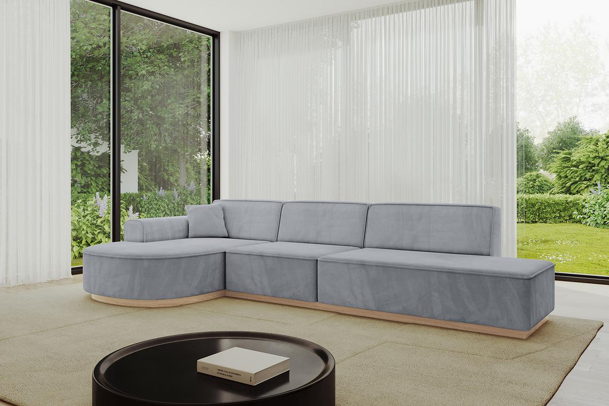 ECKSOFA Ottomane Links ARRIO-L2 - 328x171x83 cm Hellgrau - Grau, Holzwerkstoff/Textil (328/171cm) - ALTDECOR