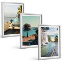 BILDER SET 3er Set - 40x60 cm Silberner Rahmen - Urlaub Palmen Wasserfall - Silberfarben, Kunststoff (40/60cm) - TULUP