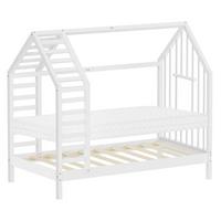 KINDERBETT 80x160 cm mit Matratze Lattenrost & Dach Hausbett aus massivem Kiefernholz Weiß - Weiß, Holz (80/160cm) - ML-DESIGN