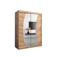 SCHWEBETÜRENSCHRANK 200/150/62 2-türig - Silberfarben/Eiche Artisan, Holz/Kunststoff (150/200/62cm) - MÖBEL KRYSPOL