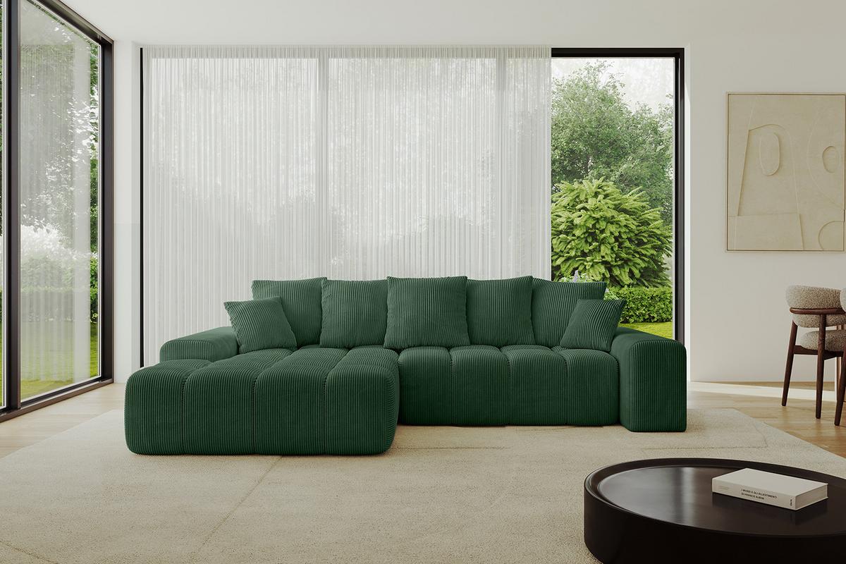 ECKSOFA Ottomane Links ENSI-L - 267x164x69 cm Grün - Grün, Holzwerkstoff/Kunststoff (267/164cm) - ALTDECOR
