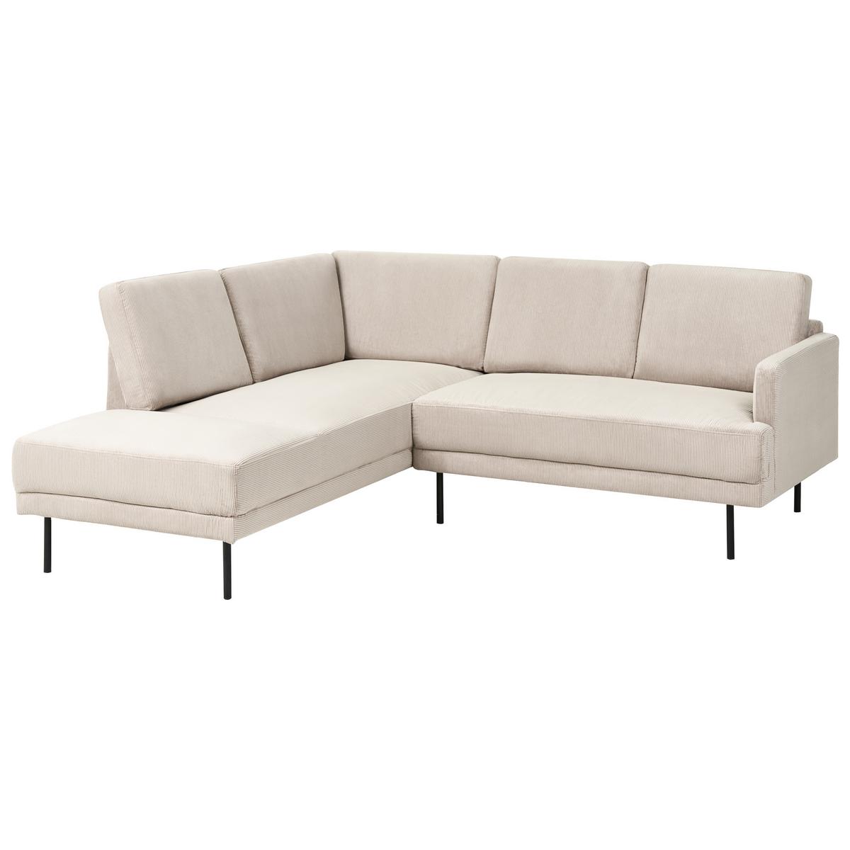ECKSOFA 4-Sitzer Cord Beige rechtsseitig Breda - Beige/Schwarz, Textil (210/200cm) - Beliani