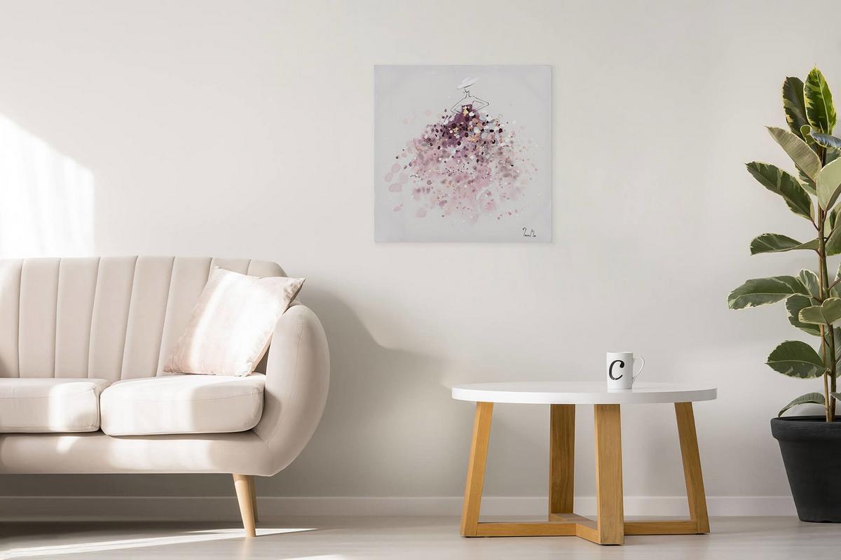 ACRYLBILD HANDGEMALT 60/60 cm - Pink, Holz/Textil (60/60cm) - KUNSTLOFT