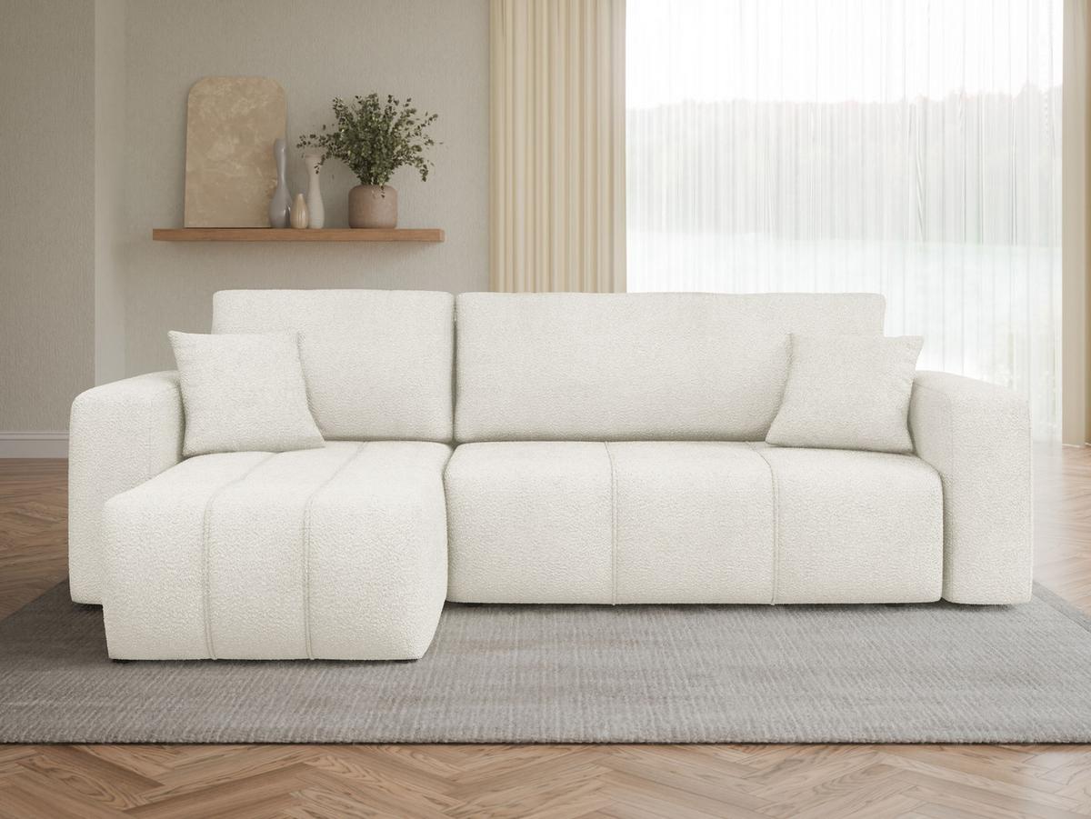 ECKSOFA Furyn Boucle - Creme/Schwarz, Holzwerkstoff/Kunststoff (244/145cm) - MIRJAN24