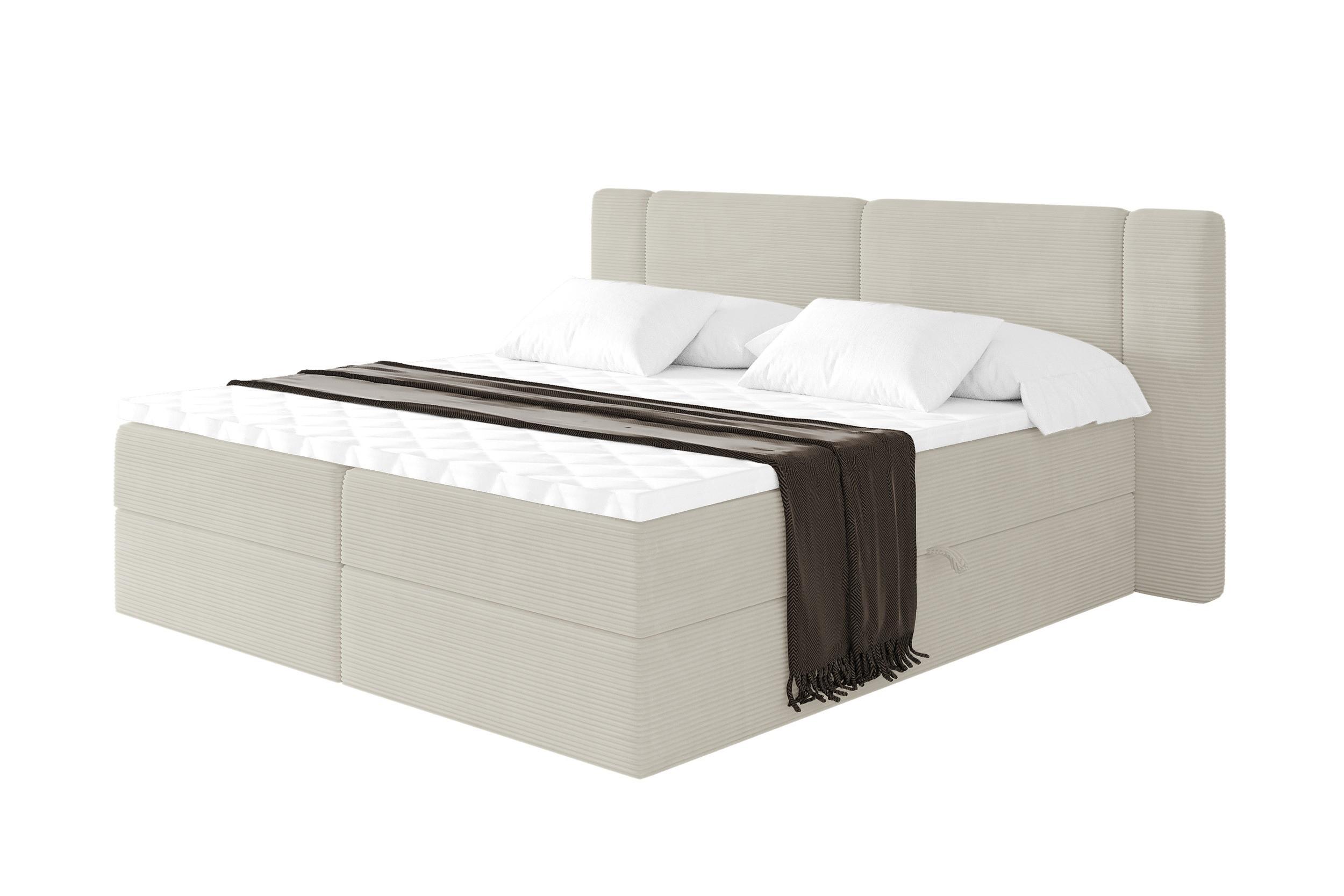 BOXBETT mit Matratze H3 - EVON - 180x200 cm Creme - Creme, Holzwerkstoff (180/200cm) - ALTDECOR