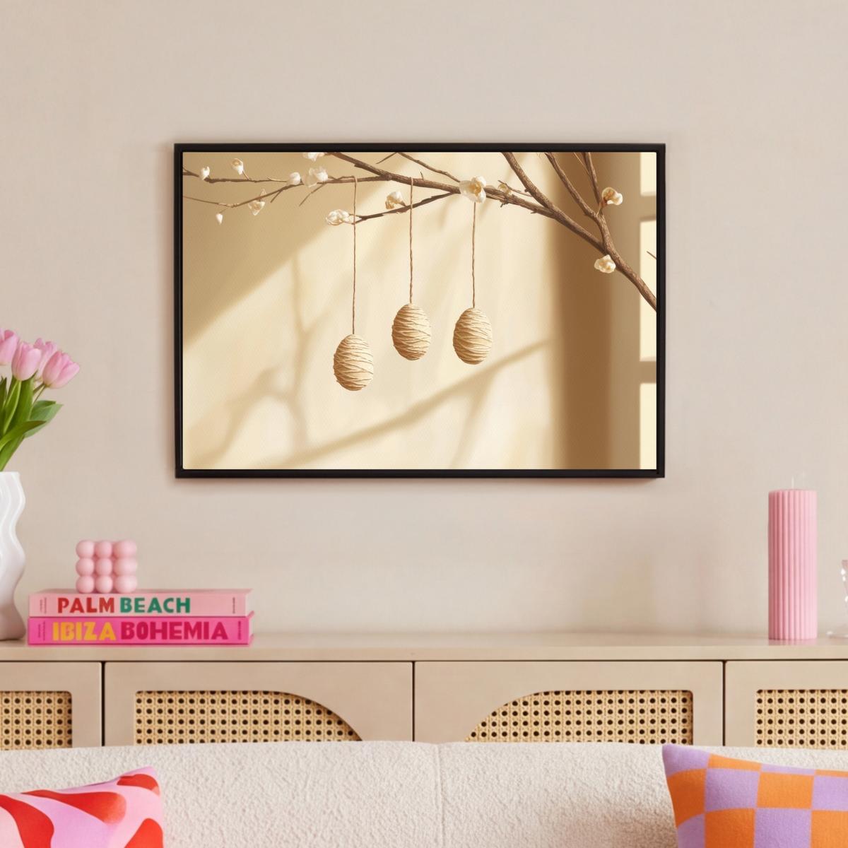 LEINWAND Bilder mit Rahmen - Beige - Osterkuchen - Eier - 60x40 - Beige, Textil (60/40cm) - MuchoWow