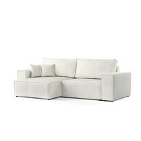 ECKSOFA CAVO mit Schlaffunktion Hellbeige im City Stoff - Beige/Schwarz, Holz/Holzwerkstoff (255/148cm) - AltaBeds