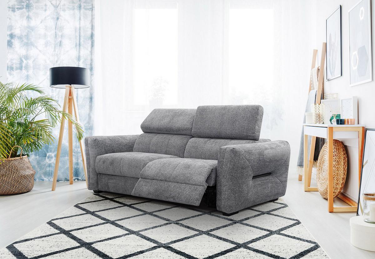 SOFA CALVERA 3-Sitzer mit 1 Relaxfunktion, grau - Grau, Holzwerkstoff/Textil (204/79/106cm) - Wozimo