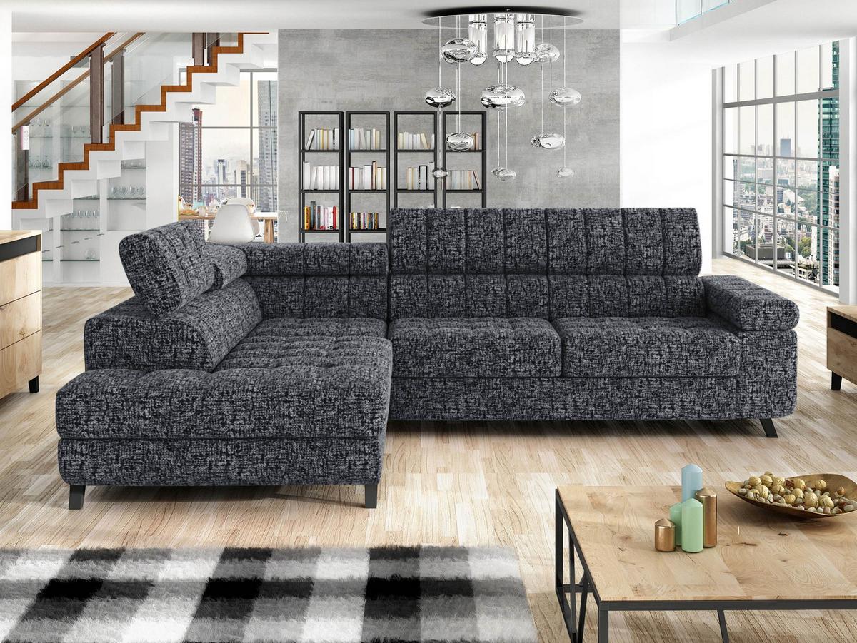 ECKSOFA Nord, Seite: Links - Dunkelgrau/Schwarz, Holz/Textil (264/203cm) - MIRJAN24