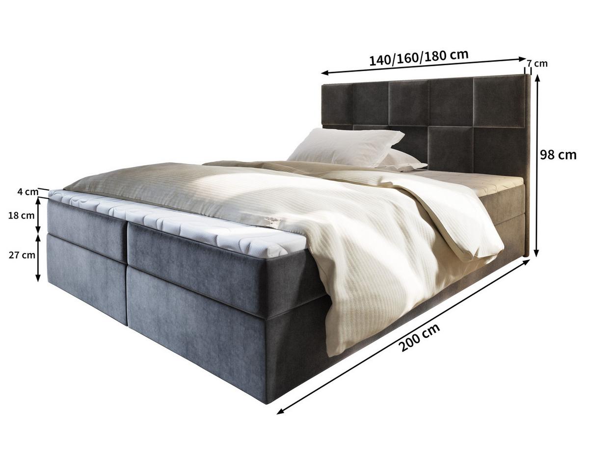 BOXBETT PRATA 140x200 cm mit Matratze und Topper - Hellgrau - Hellgrau, Holz (140/200cm) - MASSENO