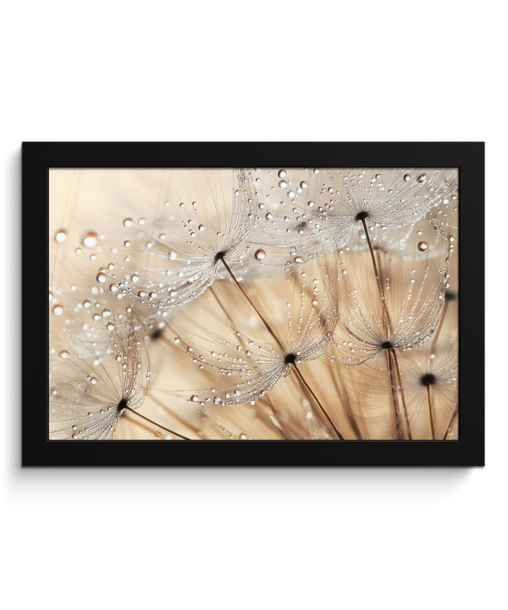 POSTER MIT RAHMENGERAHMTES BILD Löwenzahn - Abstrakt - Natur - Beige 30x20 cm - Braun, Papier (30/20cm) - MuchoWow