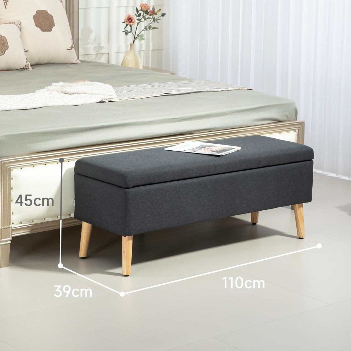 TRUHENBANK scandinavia Truhenbank Polyester Holz - Dunkelgrau, Kunststoff (39/45/110cm) - HOMCOM
