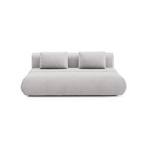 BETTSOFA ATOMO Hellgrau Velours-Stoff mit Schlaffunktion - Hellgrau, Holz (217/82/134cm) - MASSENO