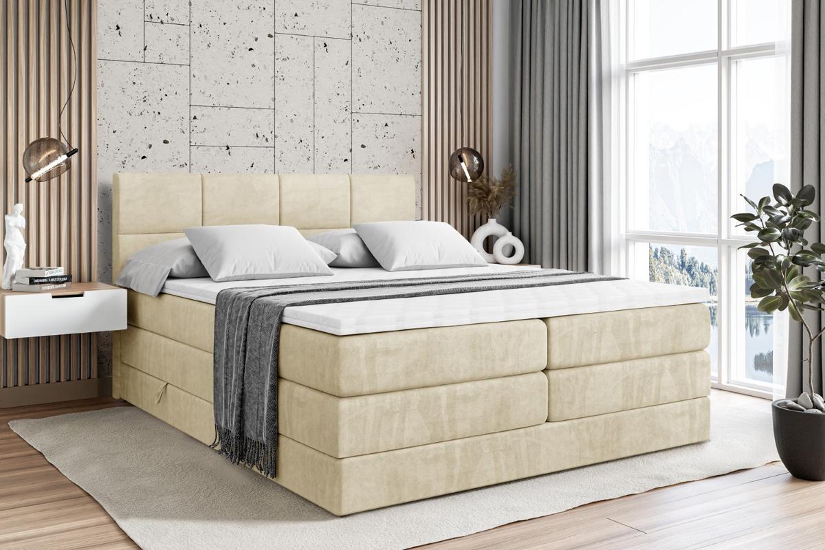 BOXSPRINGBETT ARDENI KING - 200x200 - H3/H4 - Beige - Beige, Holzwerkstoff (200/200cm) - ALTDECOR