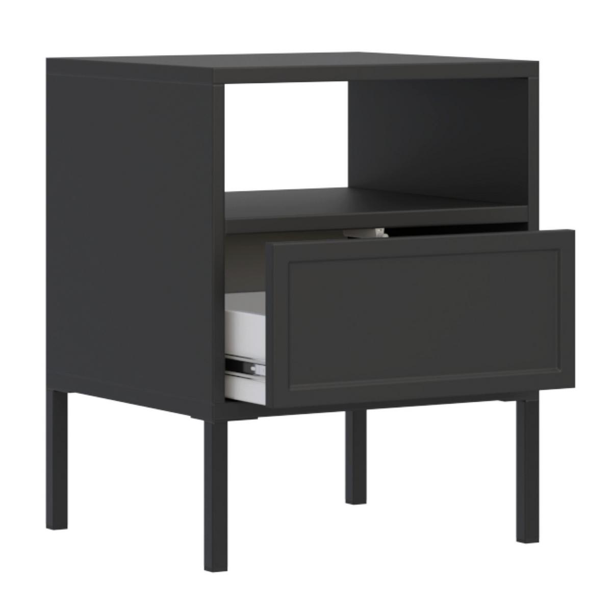 NACHTTISCH VELVETO schwarz 50 cm - Schwarz, Holzwerkstoff/Metall (45/54/40cm) - Selsey