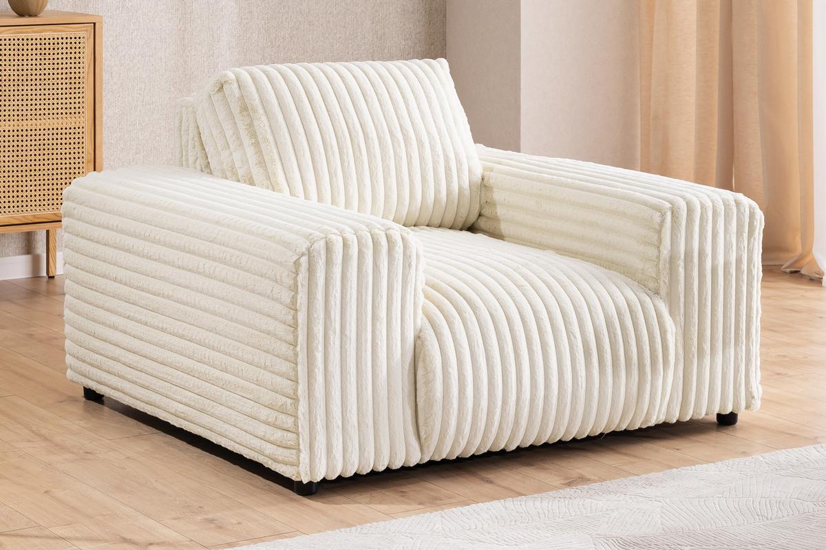 SITZGARNITUR 2+1 Mollis Hellbeige Plüschcord - Beige/Schwarz, Holz/Kunststoff (178/79/108cm) - S-Style Möbel