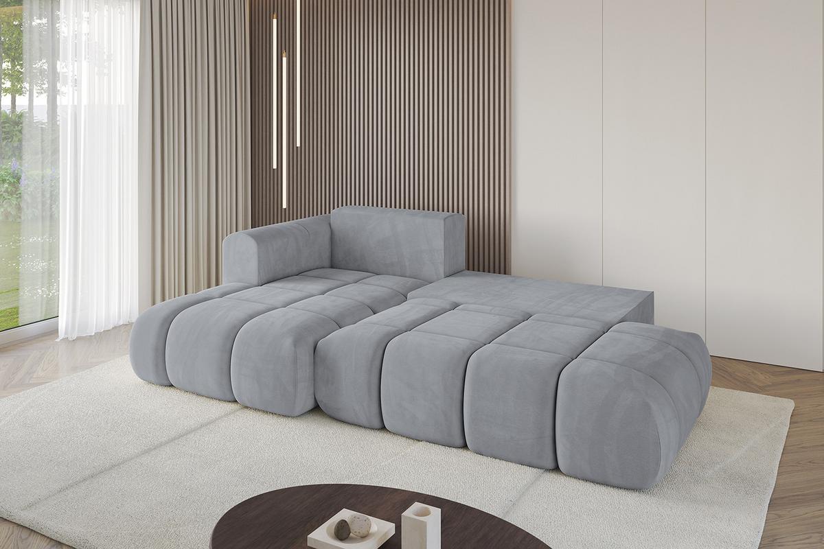 ECKSOFA Ottomane Links CLOUD-L 280x185x90 Hellgrau Velours - Hellgrau, Holzwerkstoff/Kunststoff (180/289cm) - ALTDECOR