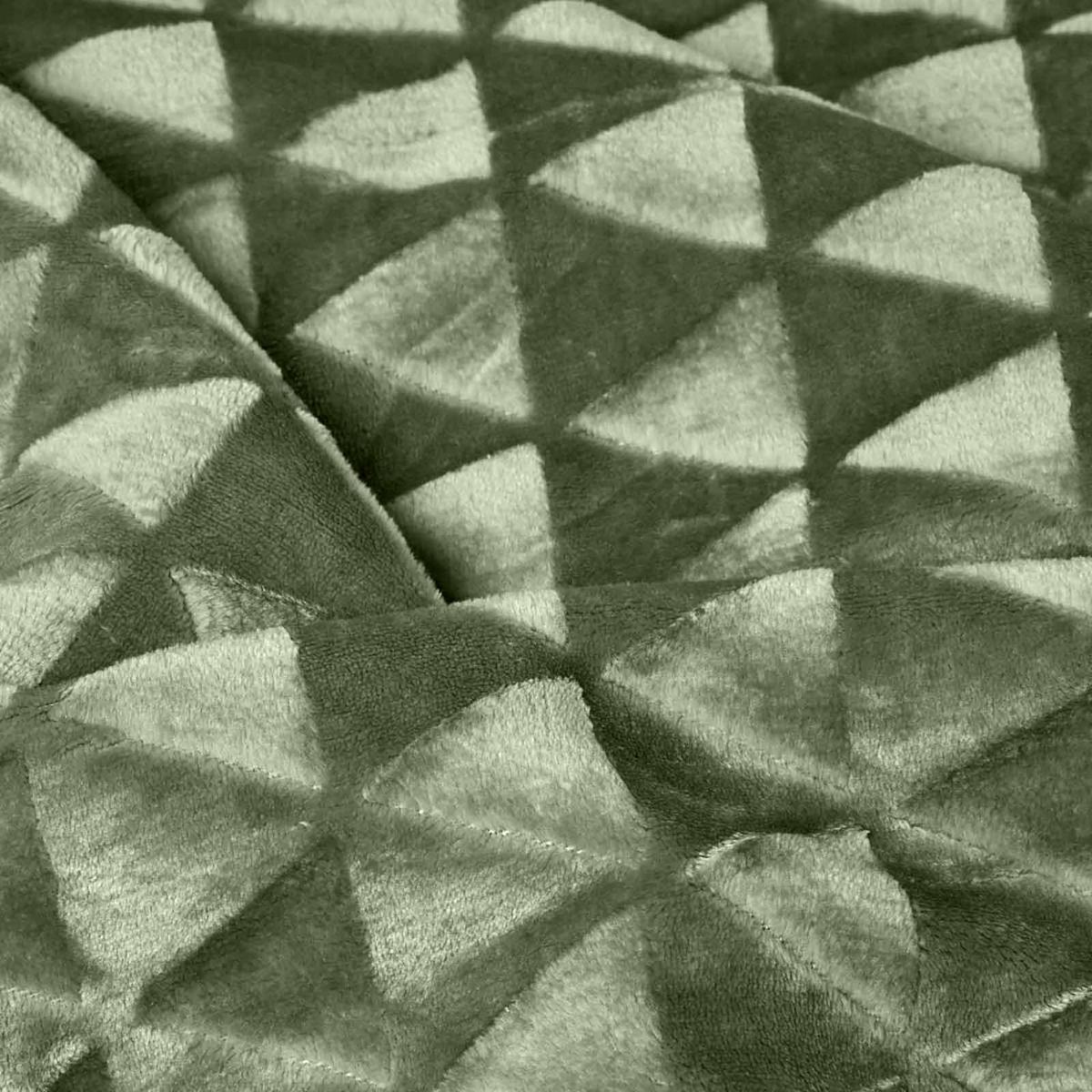 KUSCHELDECKE Sherpa 160/200 cm, Samtdecke mit Dreieckmuster - Salbeigrün, Textil (160/200cm) - Homescapes