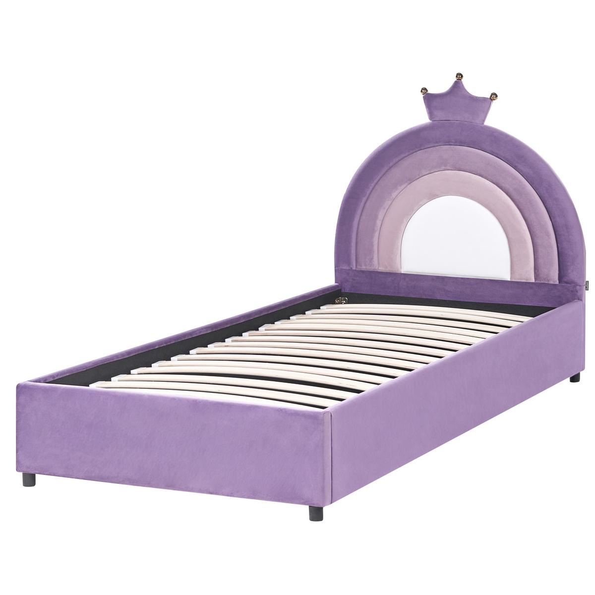 KINDERBETT mit Stauraum 90/200 Samtstoff Violett Grisetot - Violett, Textil (90/200cm) - Beliani