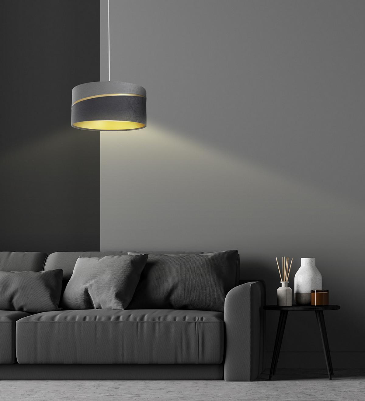 HÄNGELEUCHTE Grau 40/20 cm - Goldfarben/Grau, Kunststoff (40/0.4/20cm) - ONZENO