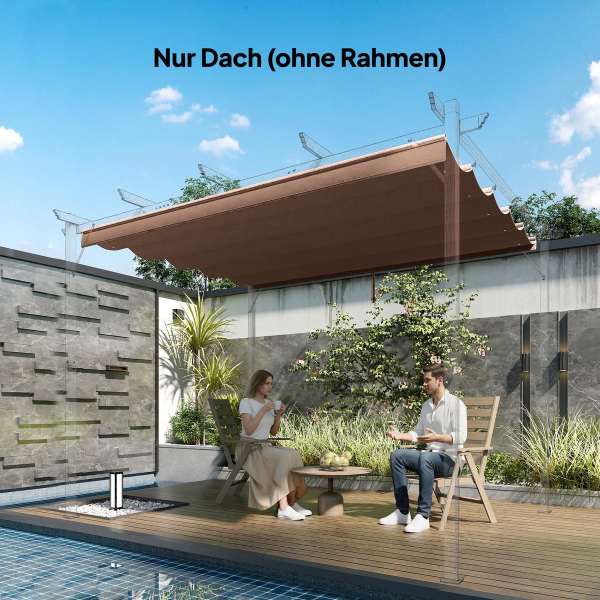 ERSATZDACH mit Regenabflusslöchern aus Polyester Kaffee - Dunkelbraun, Textil (255/6/250cm) - Outsunny