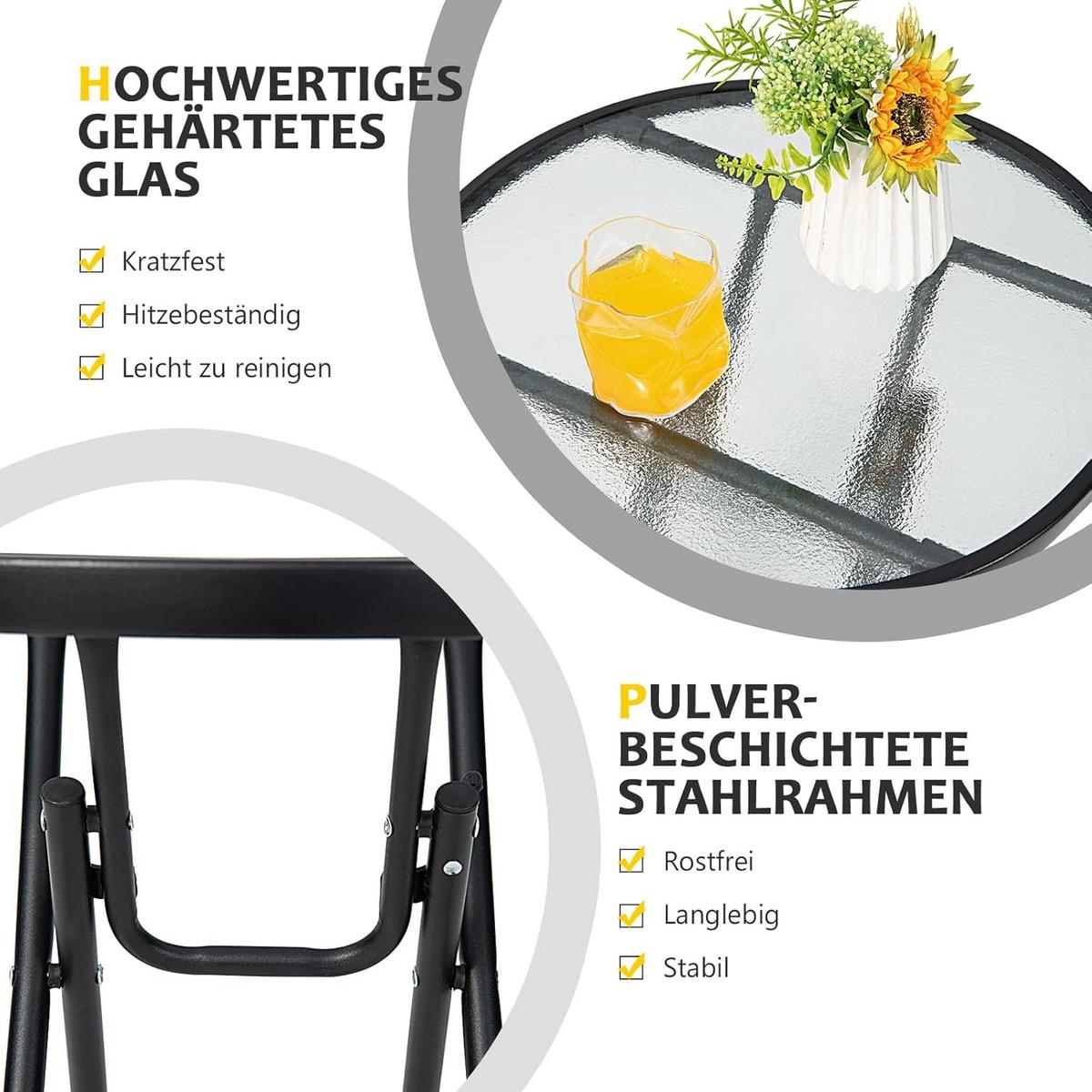 BEISTELLTISCH Schwarz - Schwarz, Metall (45/45/47cm) - COSTWAY