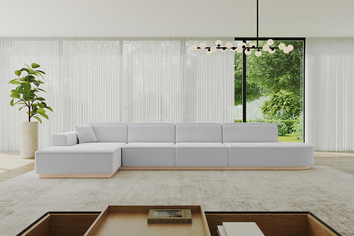 ECKSOFA Ottomane Links IREA-L3 - 412x165x80 cm Hellgrau - Hellgrau, Holzwerkstoff/Textil (412/165cm) - ALTDECOR