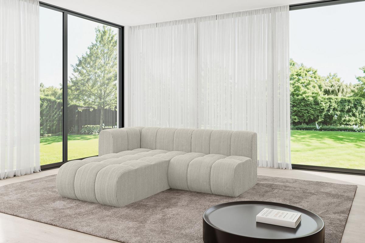 ECKSOFA modulares Sofa Darnel-L1 - 205x177x70 cm Creme - Hellgrau/Creme, Holzwerkstoff/Textil (205/177cm) - ALTDECOR