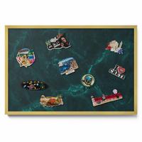 MAGNETTAFEL 60x40 cm Goldener Rahmen Flaschengrüner Marmor - Pastellgrün, Metall (60/50/0.4cm) - TULUP