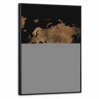 LEINWAND Bilder mit Rahmen - Weltkarte - Gold - Luxus - Erde - Schwarz - 60x80 - Goldfarben, Textil (60/80cm) - MuchoWow