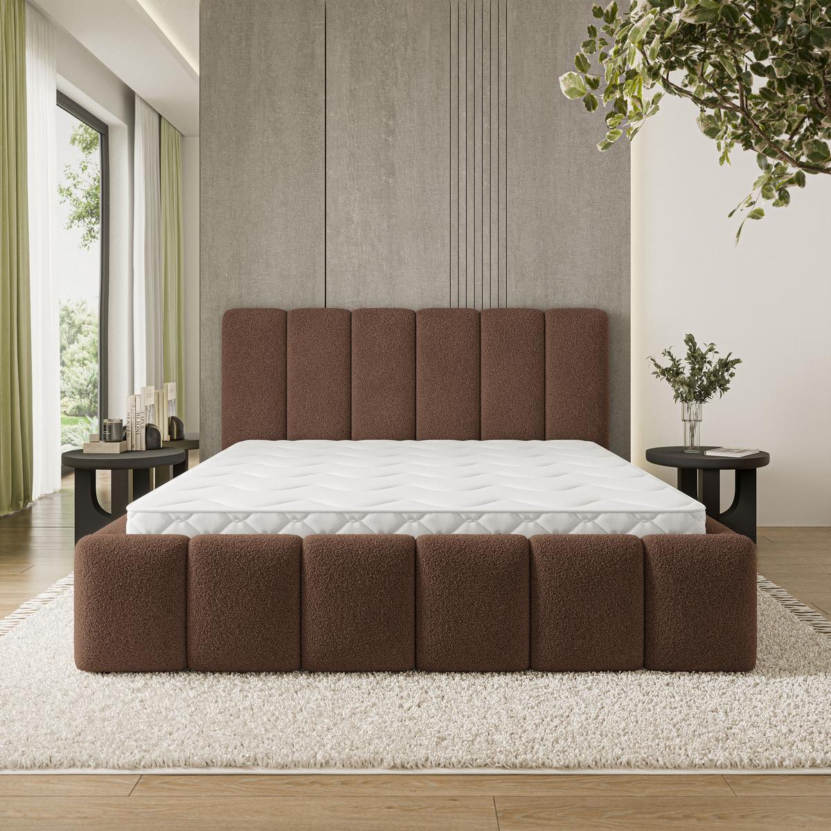 POLSTERBETT ATTORA Q 140x200 cm mit Bettkästen - Braun - Braun, Holz (140/200cm) - MASSENO