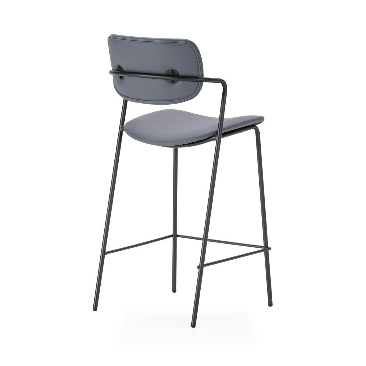 HOCKERN (Set aus 2) mit schwarzen metallbeinen - maika 44/51/66 cm - Dunkelgrau, Kunststoff (51/66/44cm) - Calicosy