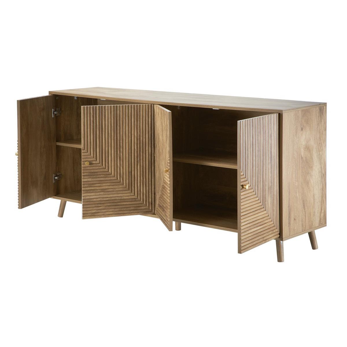 BUFFET mit 4 Türen, laminierten Fronten 39/75/156,5 cm - Eschefarben, Holzwerkstoff (39/75/45cm) - Calicosy
