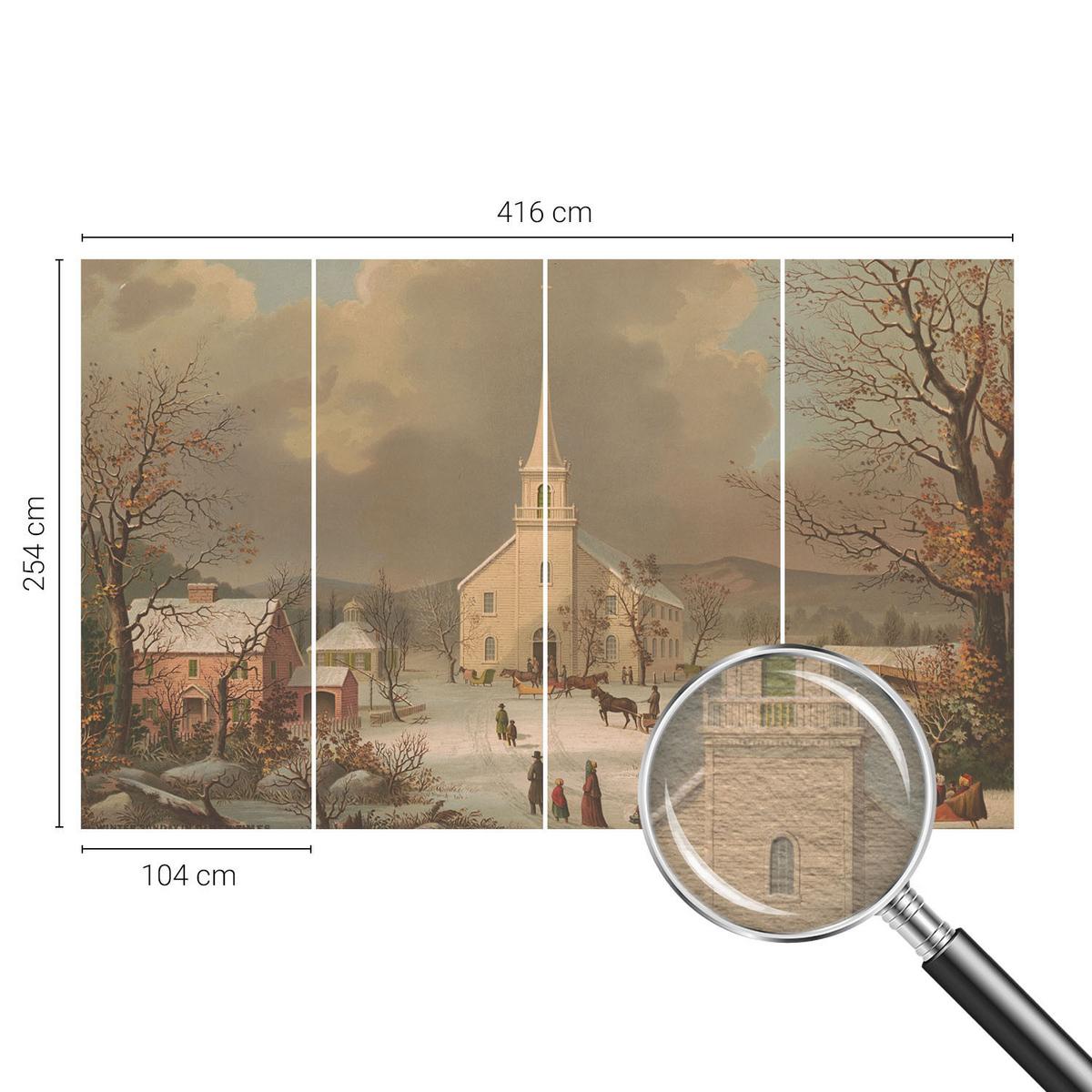FOTOTAPETE 416x254 cm - Winterlandschaft - Braun, Textil (416/254cm) - Wallfluent