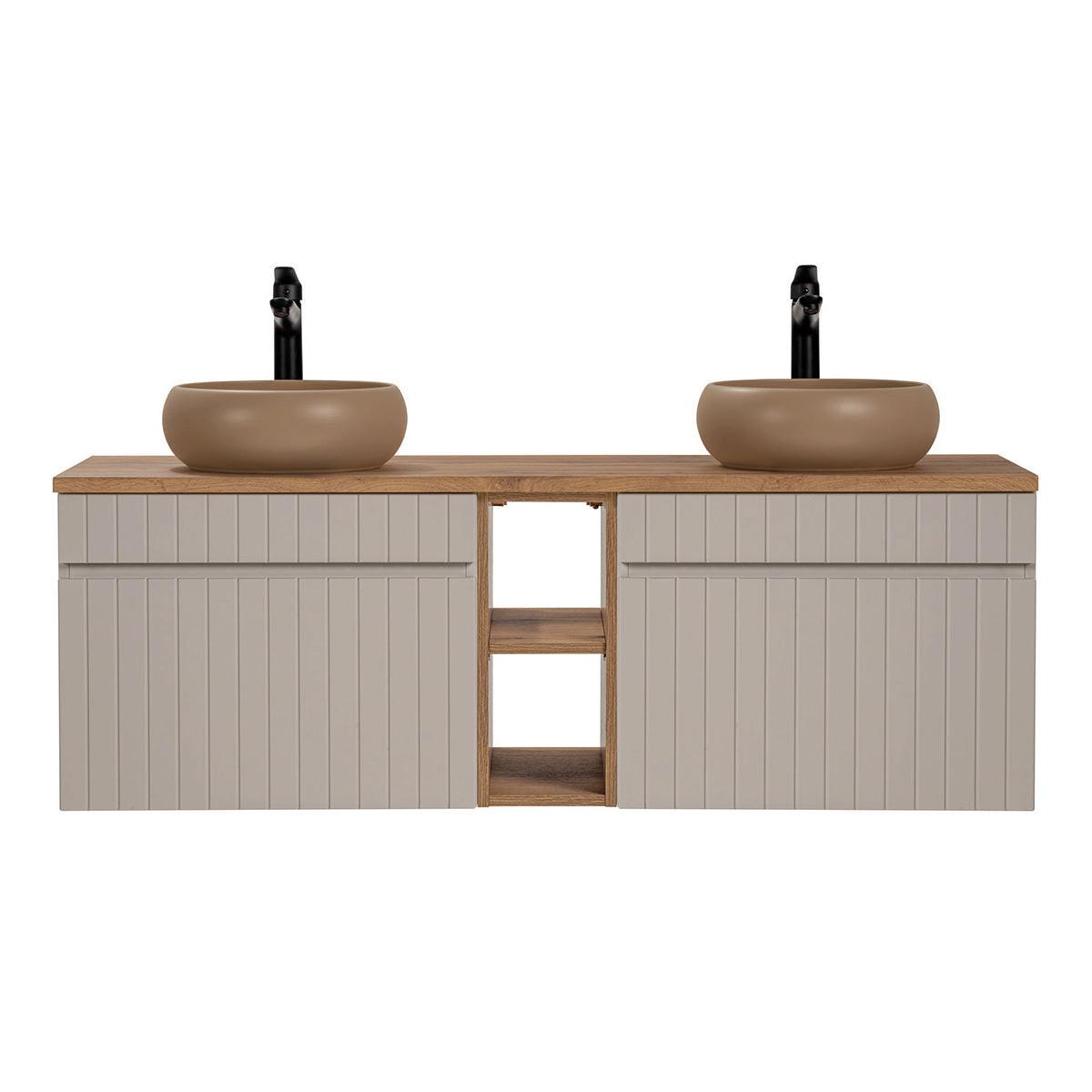 DOPPELWASCHTISCH 140.4cm Zelie Kaschmir - Beige, Holzwerkstoff (140.4/48/46cm) - Petits-meubles